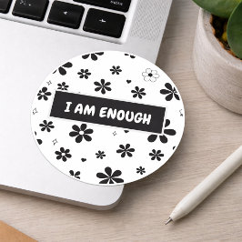 Adesivo Redondo Affirmation Sticker | Black Floral Motivational