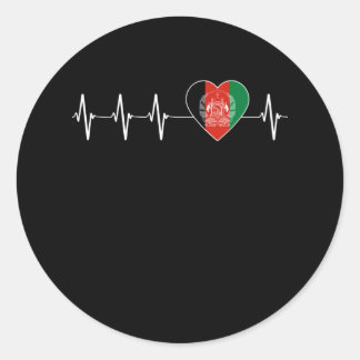 Adesivo Redondo Afghan Heartbeat I Love Afghan Flag Heart
