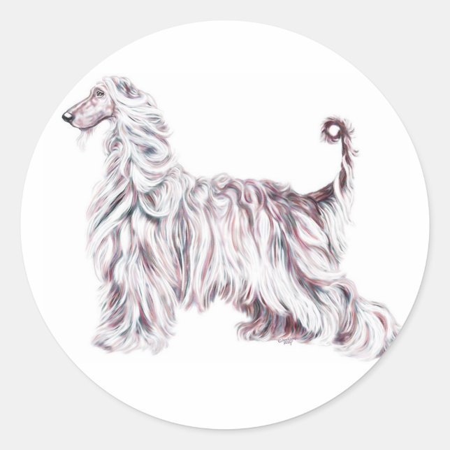 Adesivo Redondo Afghan Hound Elegance (Frente)