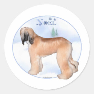 Adesivo Redondo Afghan Hound Noel - Sticker