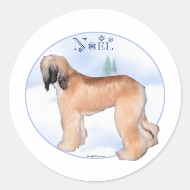 Adesivo Redondo Afghan Hound Noel - Sticker (Frente)
