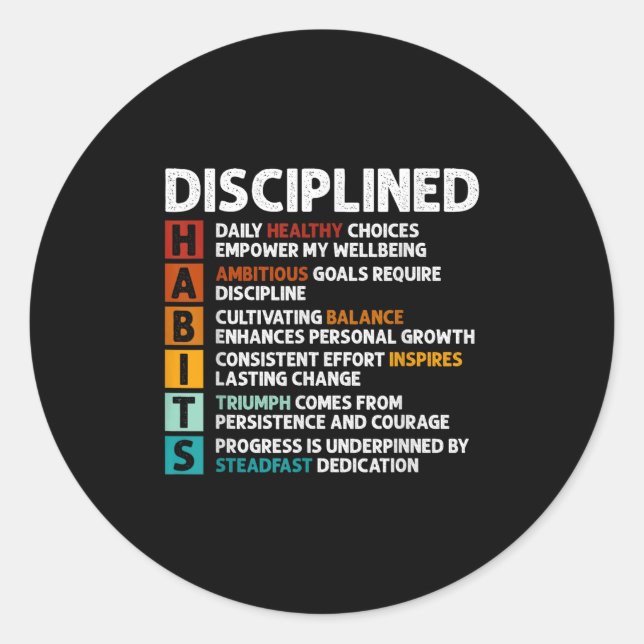 Adesivo Redondo Afirmações de Cotação Motivacional de Definição de (Frente)