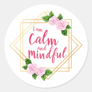 Adesivo Redondo afirmações positivas sobre saúde mental e amor 