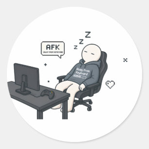 Adesivo Redondo AFK Longe do Teclado Meme Engraçado de Gamer