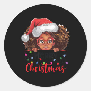 Adesivo Redondo África Americana Feliz Natal África Mulher Negra