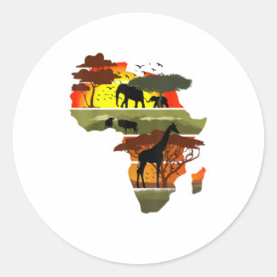 Adesivo Redondo África Continente Safari Natureza Selvagem