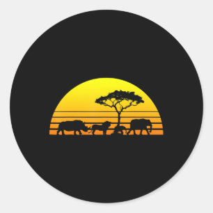 Adesivo Redondo Africa Elephant Lion Rhino Quênia Namíbia Tanzâ