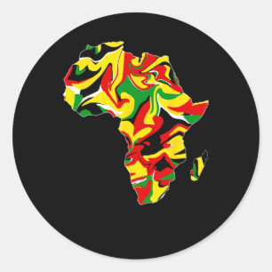 Adesivo Redondo África Mapa Verde Amarelo Vermelho Orgulho African