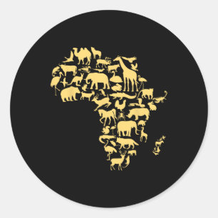Adesivo Redondo África Mapeia Animais Melanina História Negra Afri