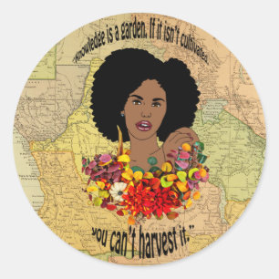 Adesivo Redondo África Mapeia Mulher Negra Proverbs Africano Cita
