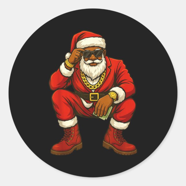 Adesivo Redondo African American Christmas Funny African American  (Frente)