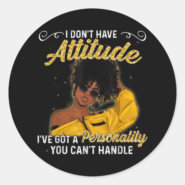 Adesivo Redondo African American Melanin Queen Black Girl Magic Af (Frente)