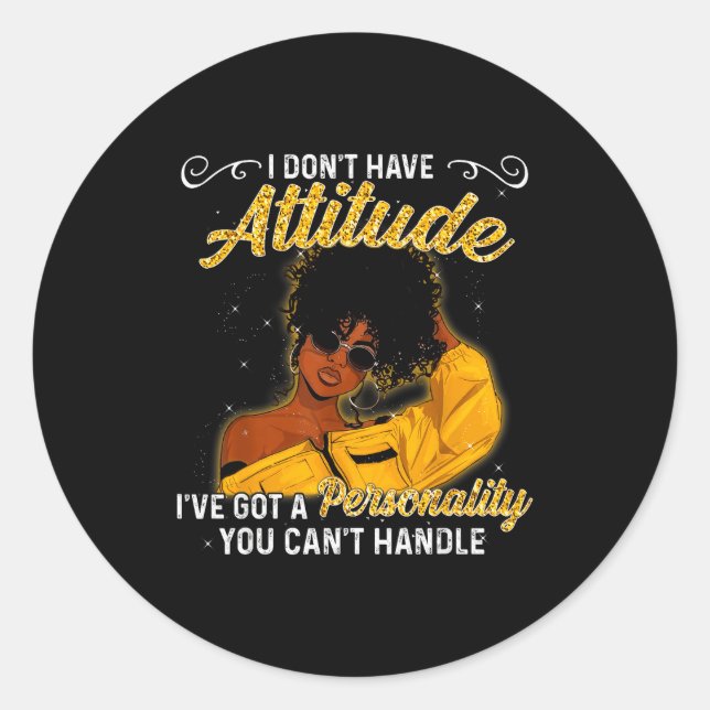 Adesivo Redondo African American Melanin Queen Black Girl Magic Af (Frente)