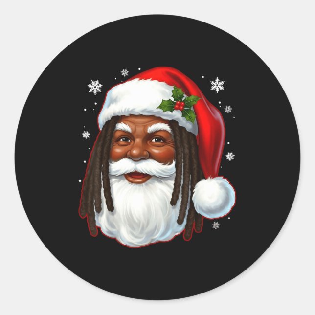 Adesivo Redondo African American Santa Christmas Cool Black X-mas  (Frente)