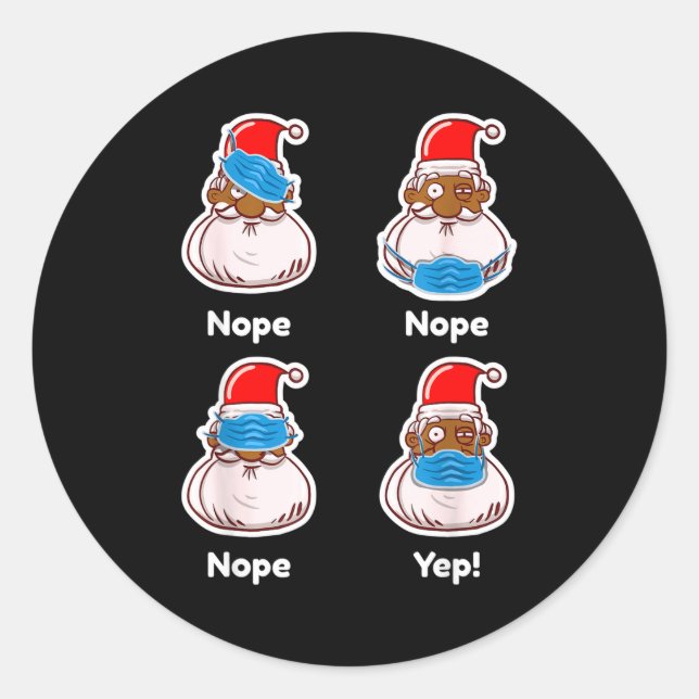 Adesivo Redondo African American Santa Claus Matching Christmas Pa (Frente)