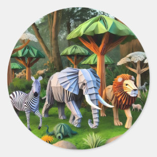 Adesivo Redondo  African animals in origame