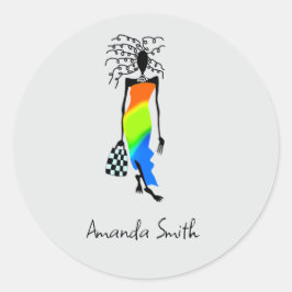 Adesivo Redondo African Art, Fashion Lady