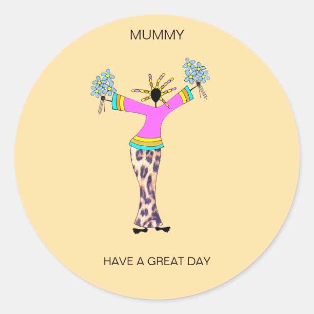 Adesivo Redondo African Art, incrível cartão de múmia do dia (Frente)