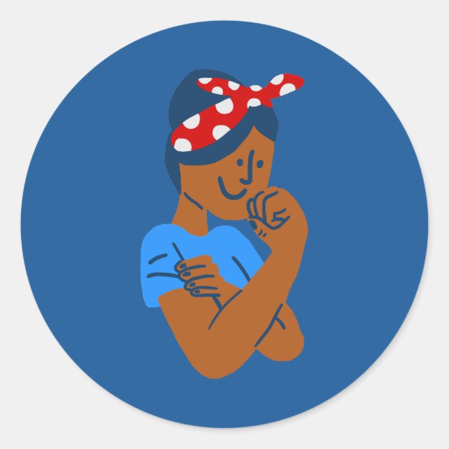 Adesivo Redondo african black rosie the riveter rockabilly retro  (Frente)