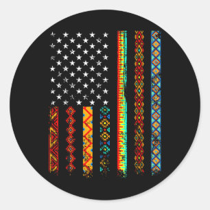 Adesivo Redondo African Kente Cloth American Flag African Black Hi