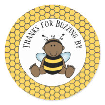 Afro-Americano Bee Baby Classic Round Sti