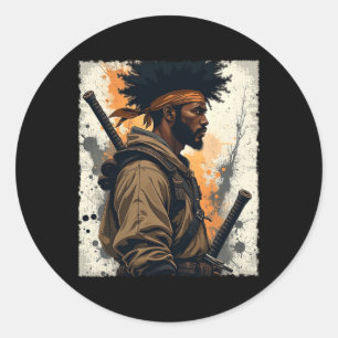Adesivo Redondo Afro-Americano Bushido Warrior Kata