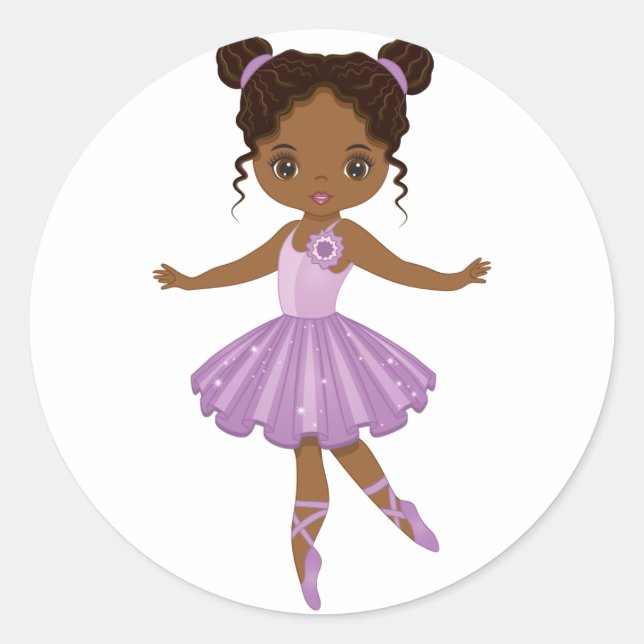 Adesivo redondo afro-americano Cute Ballerina (Frente)