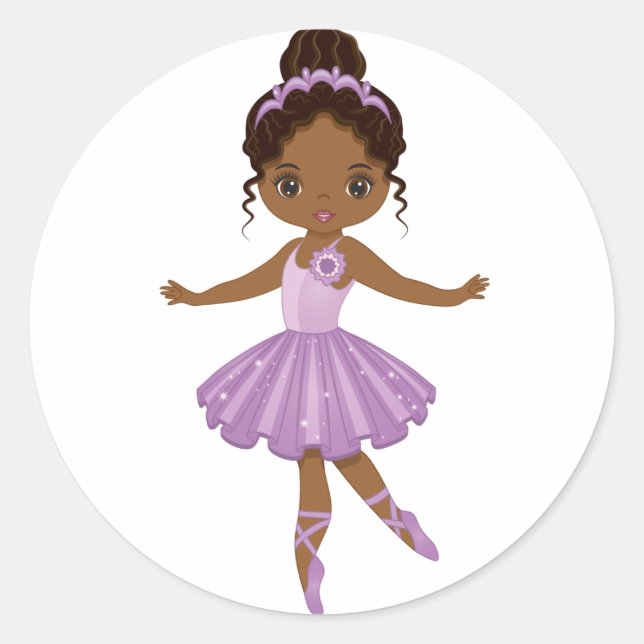 Adesivo redondo afro-americano Cute Ballerina (Frente)