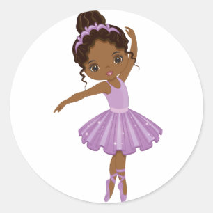Adesivo redondo afro-americano Cute Ballerina