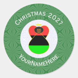 Adesivo Redondo Afro-Americano Flag Angel Personalize