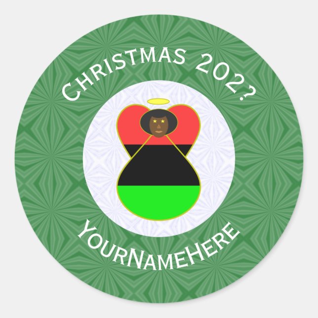 Adesivo Redondo Afro-Americano Flag Angel Personalize (Frente)