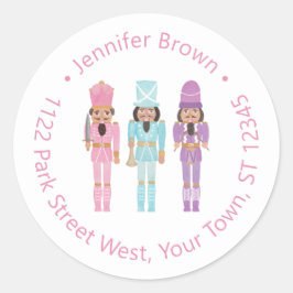 Adesivo Redondo Afro-americano Nutcracker Holiday Endereço de Regr