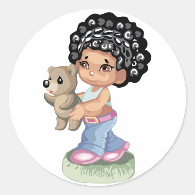 Adesivo Redondo Afro-Americano Sticker (Frente)