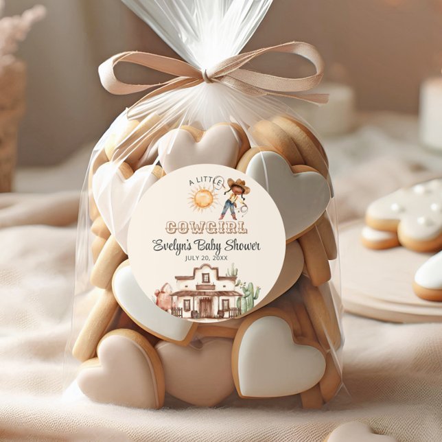 Adesivo Redondo Afro Cowgirl Western Girl Ranch Cactus Chá de fral (Criador carregado)