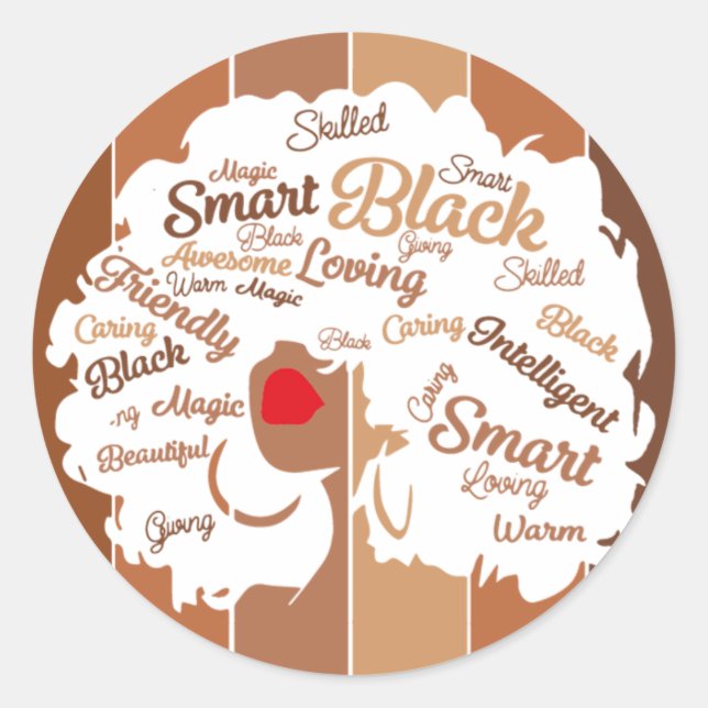 Adesivo Redondo Afro Girl Black Mulher Afro-americana (Frente)