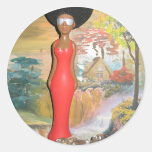 Adesivo Redondo Afro Glam: Uma Beleza Atemporal