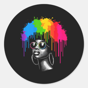 Adesivo Redondo Afro Hair Melanin, mulher africana