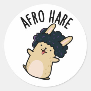 Adesivo Redondo Afro Hare Engraçado Coelho com Afro Pun