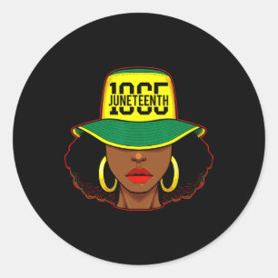 Adesivo Redondo Afro-Mulher 18 de junho de 1865 Melanin Pride Afri