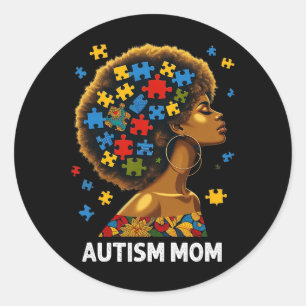 Adesivo Redondo Afro-negro Autismo Mãe Afro Autismo Awaren