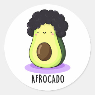 Adesivo Redondo Afrocado Engraçado Avocado Com Afro Pun