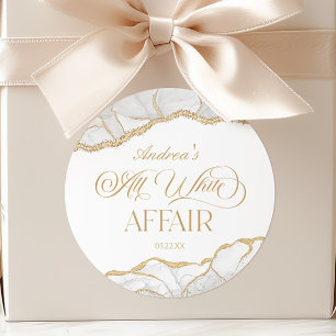 Adesivo Redondo Ágata Ouro Branco Festa de Aniversário Tudo Branco