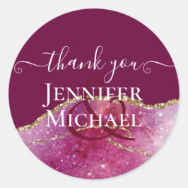 Adesivo Redondo Ágata Rosa Sublime Dourado Brilho Casamento Chic