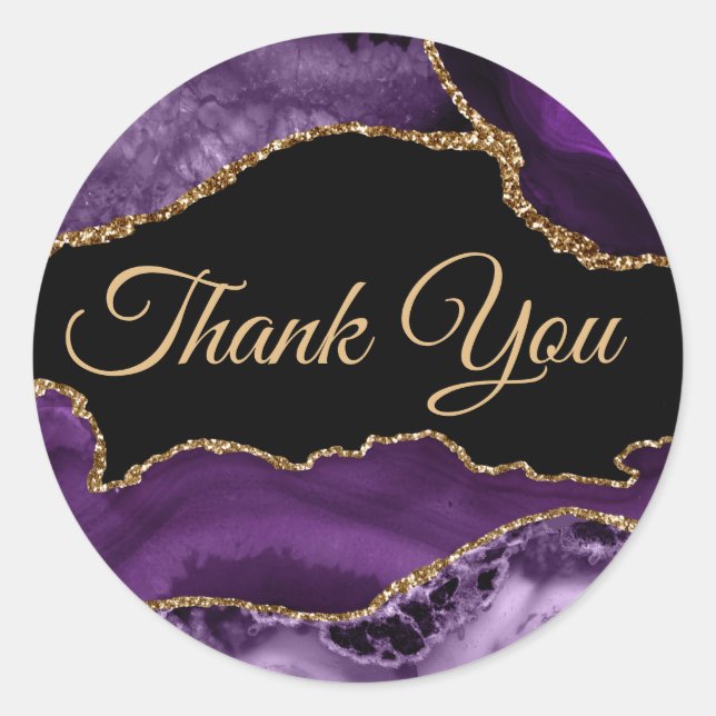 Adesivo Redondo Agate Roxo Obrigado Clássico Redondo (Frente)