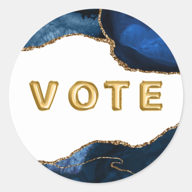 Adesivo Redondo Agate Sapphire with Gold Veins Vote (Frente)