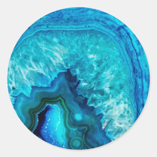 Adesivo Redondo Agato de mármore azul moderno (Frente)