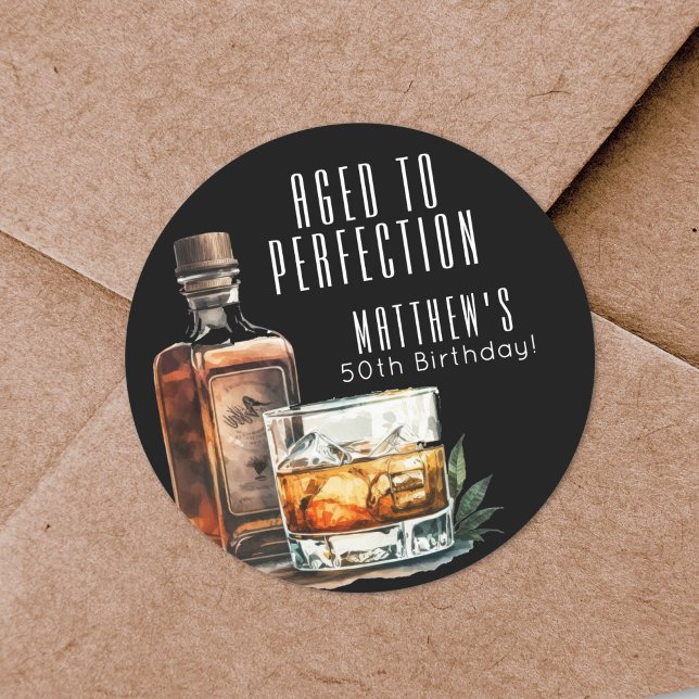 Adesivo Redondo Aged To Perfection Birthday (Aged To Perfection Birthday Classic Round Sticker )