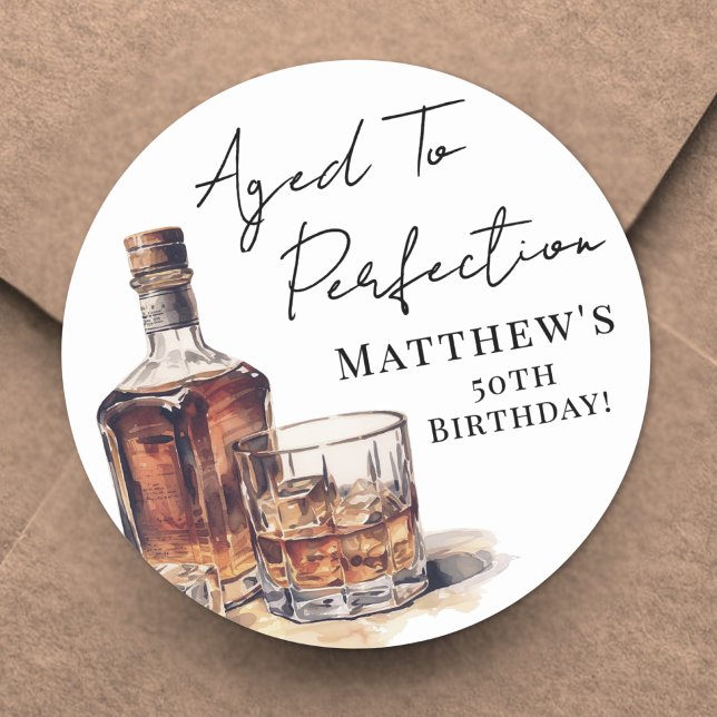 Adesivo Redondo Aged To Perfection Birthday (Aged To Perfection Birthday Classic Round Sticker )
