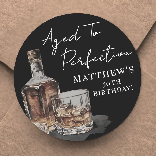 Adesivo Redondo Aged To Perfection Birthday (Aged To Perfection Birthday Classic Round Sticker )