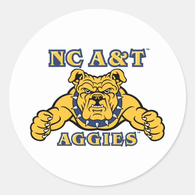 Adesivo Redondo Agências A&T NC | Aggie Bulldog (Frente)